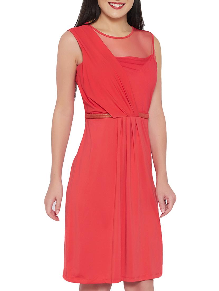 sheer paneled pleated sheath dress - 15943593 - Zoom Image - 2