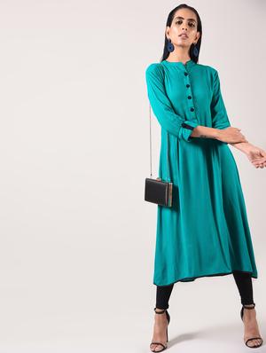 solid a-line kurta - 15943725 - Standard Image - 4