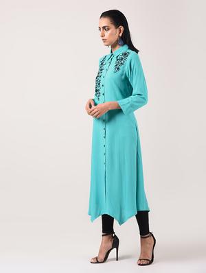asymmetric embroidered kurta - 15943726 - Standard Image - 3