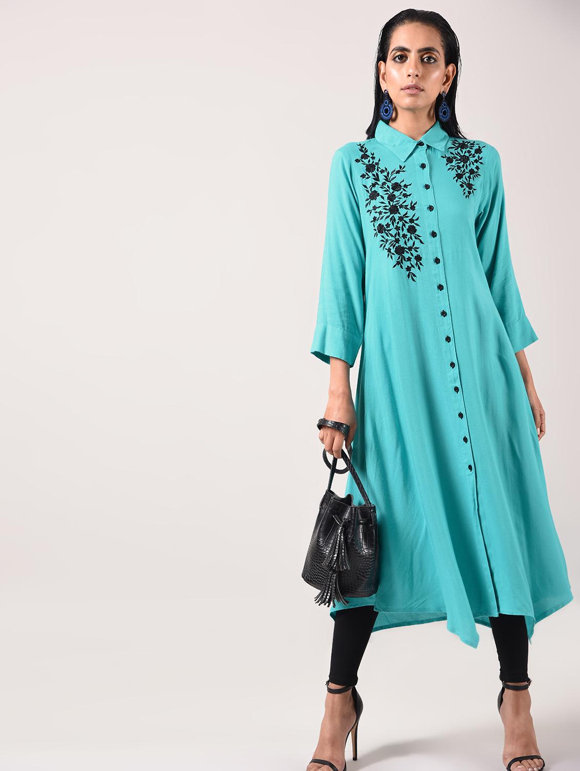 asymmetric embroidered kurta - 15943726 - Zoom Image - 1