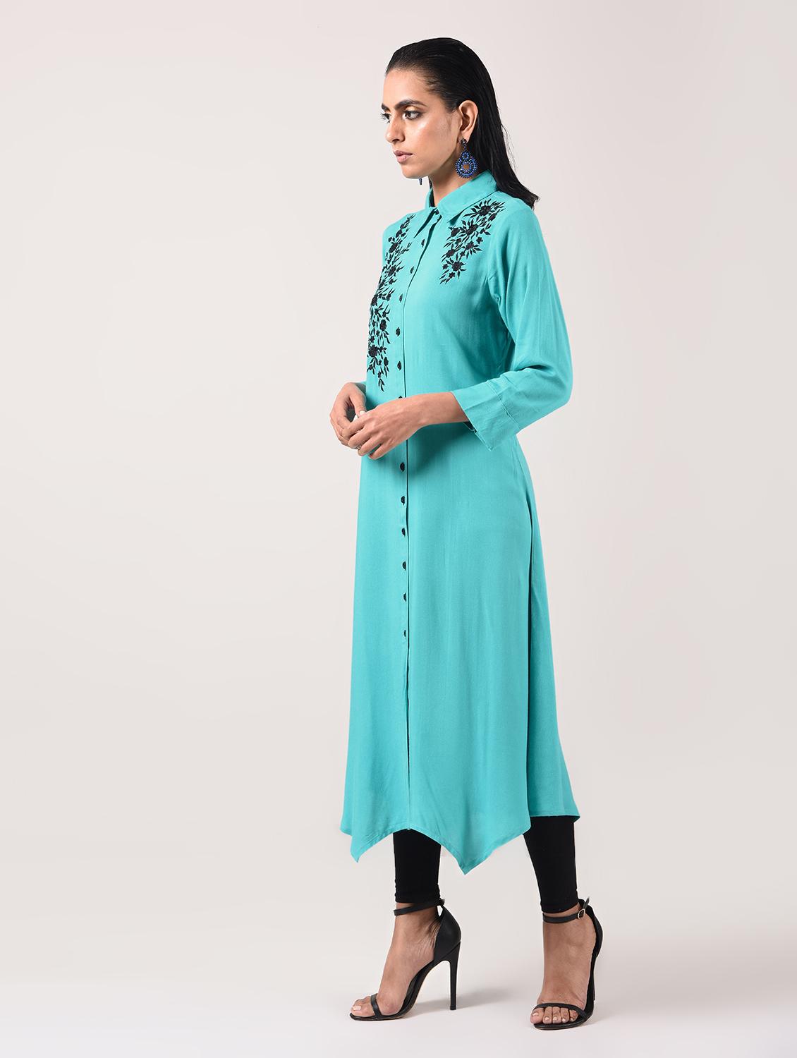 asymmetric embroidered kurta - 15943726 - Zoom Image - 3
