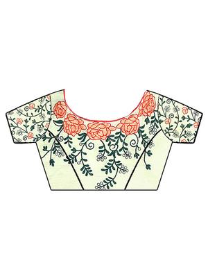 floral fern green embroidered saree with blouse - 15943770 - Standard Image - 3