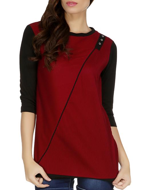 eyelet detail color block striped top - 15944243 - Standard Image - 1