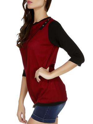 eyelet detail color block striped top - 15944243 - Standard Image - 2