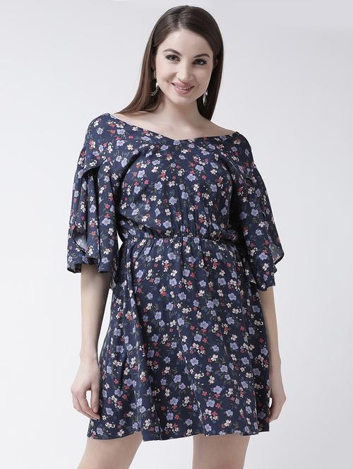 flutter sleeved floral a-line dress - 15944596 - Standard Image - 1
