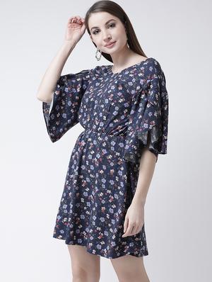 flutter sleeved floral a-line dress - 15944596 - Standard Image - 2