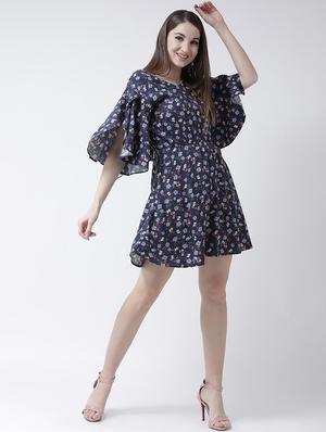 flutter sleeved floral a-line dress - 15944596 - Standard Image - 4