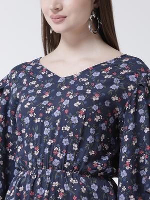 flutter sleeved floral a-line dress - 15944596 - Standard Image - 5