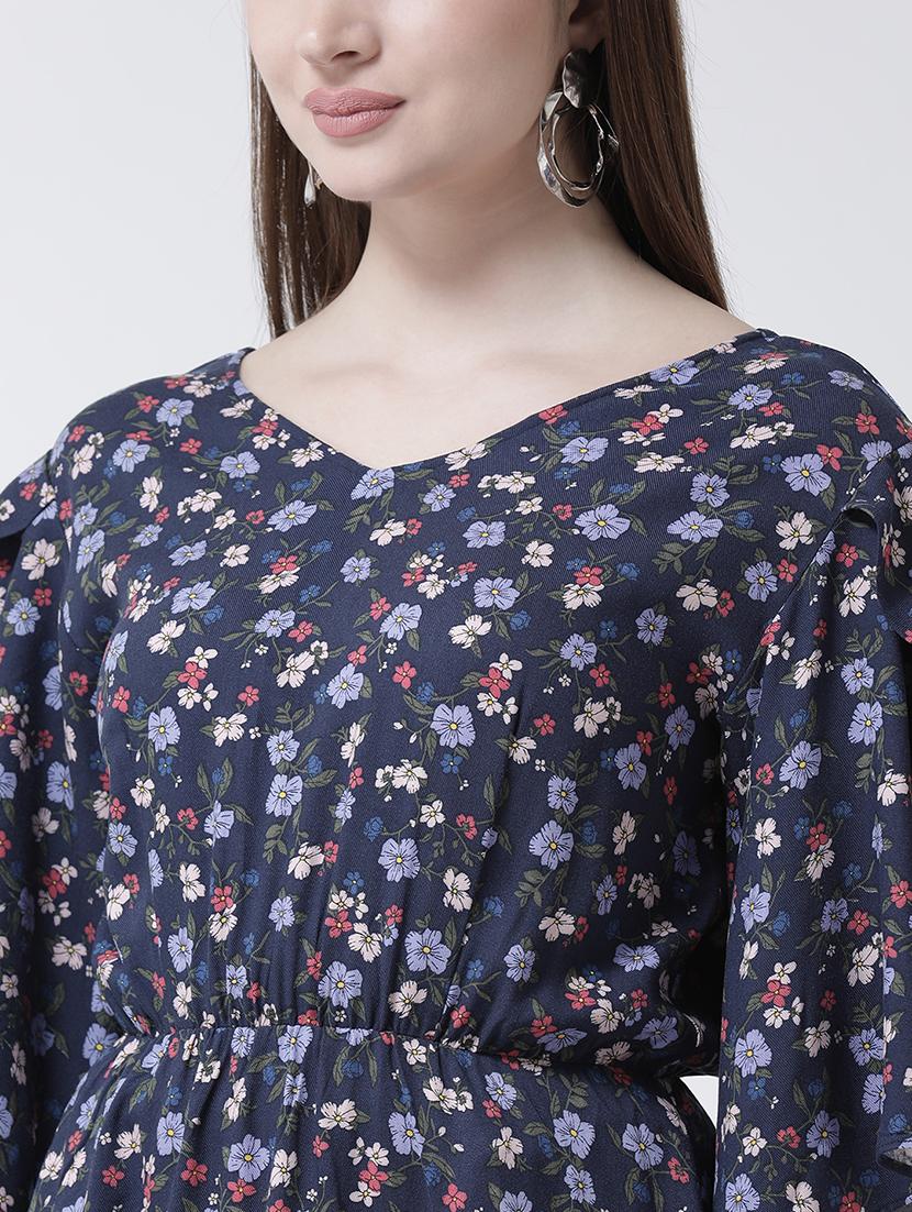 flutter sleeved floral a-line dress - 15944596 - Zoom Image - 5