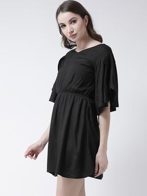 flutter sleeved a-line dress - 15944597 - Standard Image - 2