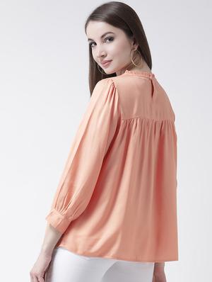 frill trim embroidered gathered top - 15944603 - Standard Image - 3