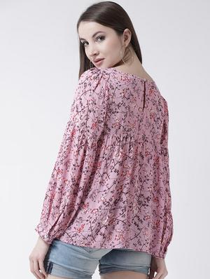 floral gathered long sleeved top - 15944608 - Standard Image - 3