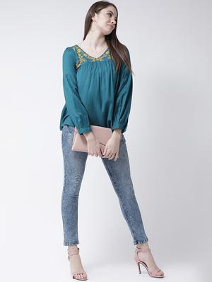 floral embroidered gathered top - 15944609 - Standard Image - 4