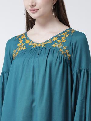 floral embroidered gathered top - 15944609 - Standard Image - 5
