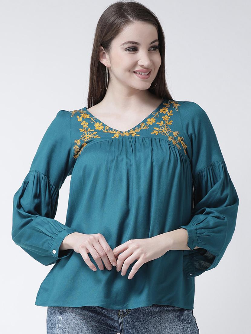 floral embroidered gathered top - 15944609 - Zoom Image - 1