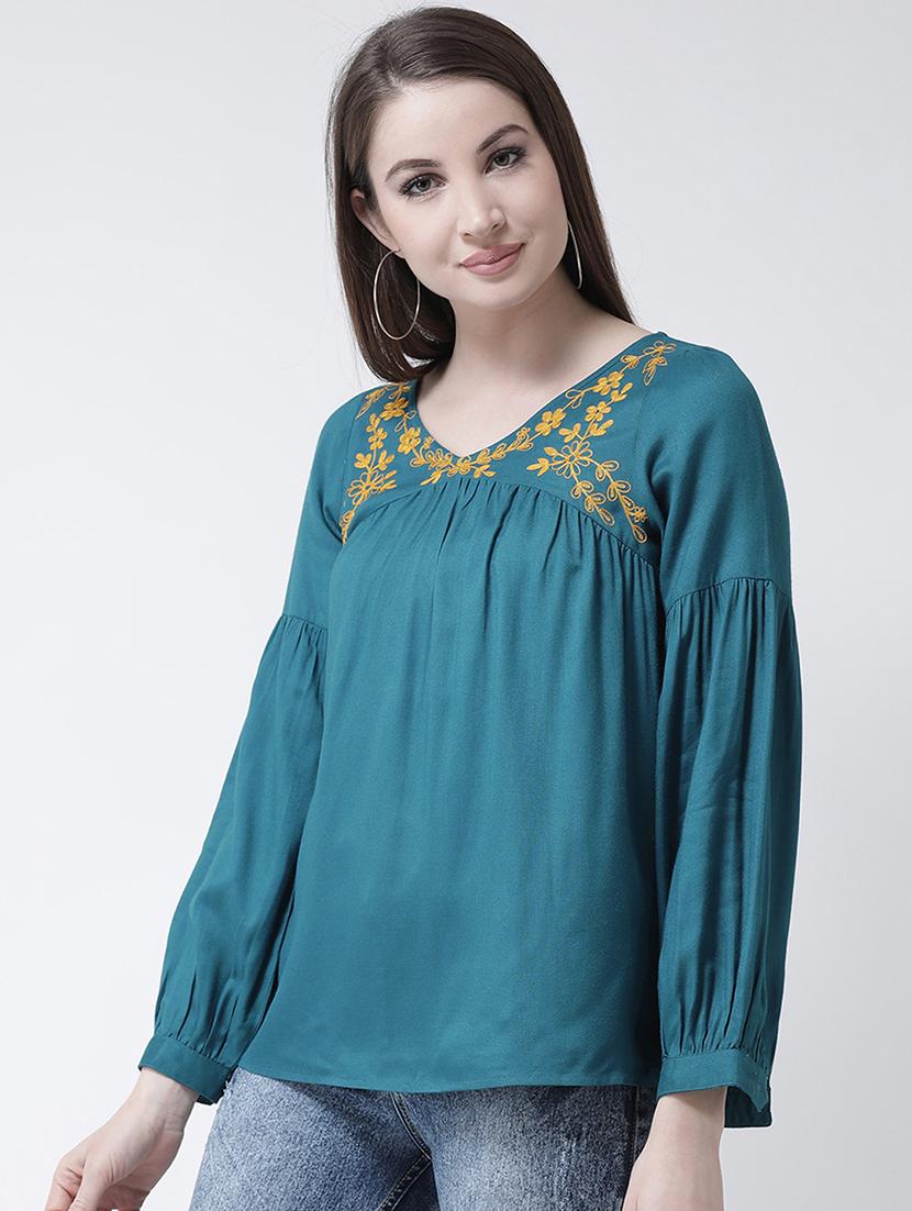 floral embroidered gathered top - 15944609 - Zoom Image - 2