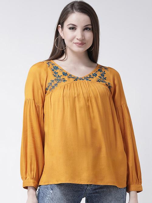floral embroidered gathered top - 15944610 - Standard Image - 1