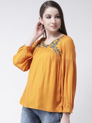 floral embroidered gathered top - 15944610 - Standard Image - 2