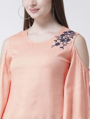 cold shoulder embroidered top - 15944611 - Standard Image - 4