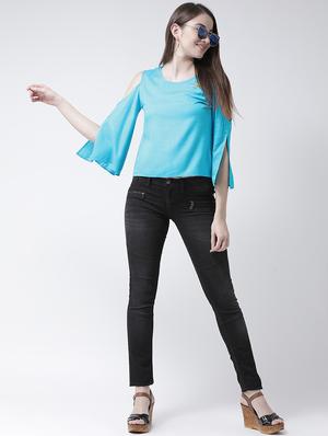 cold shoulder embroidered top - 15944612 - Standard Image - 4