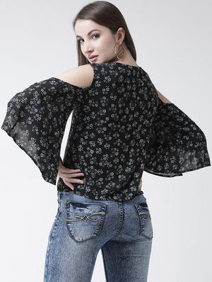 cold shoulder floral top - 15944613 - Standard Image - 3