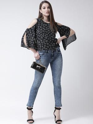 cold shoulder floral top - 15944613 - Standard Image - 4