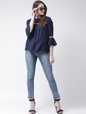 lace insert bell sleeved top - 15944615 - Standard Image - 4