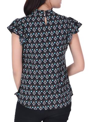 ruffle sleeved keyhole neck top - 15945284 - Standard Image - 3
