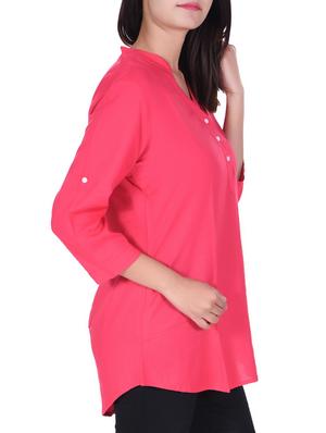 mandarin neck curved hem tunic - 15945332 - Standard Image - 2