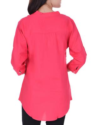 mandarin neck curved hem tunic - 15945332 - Standard Image - 3