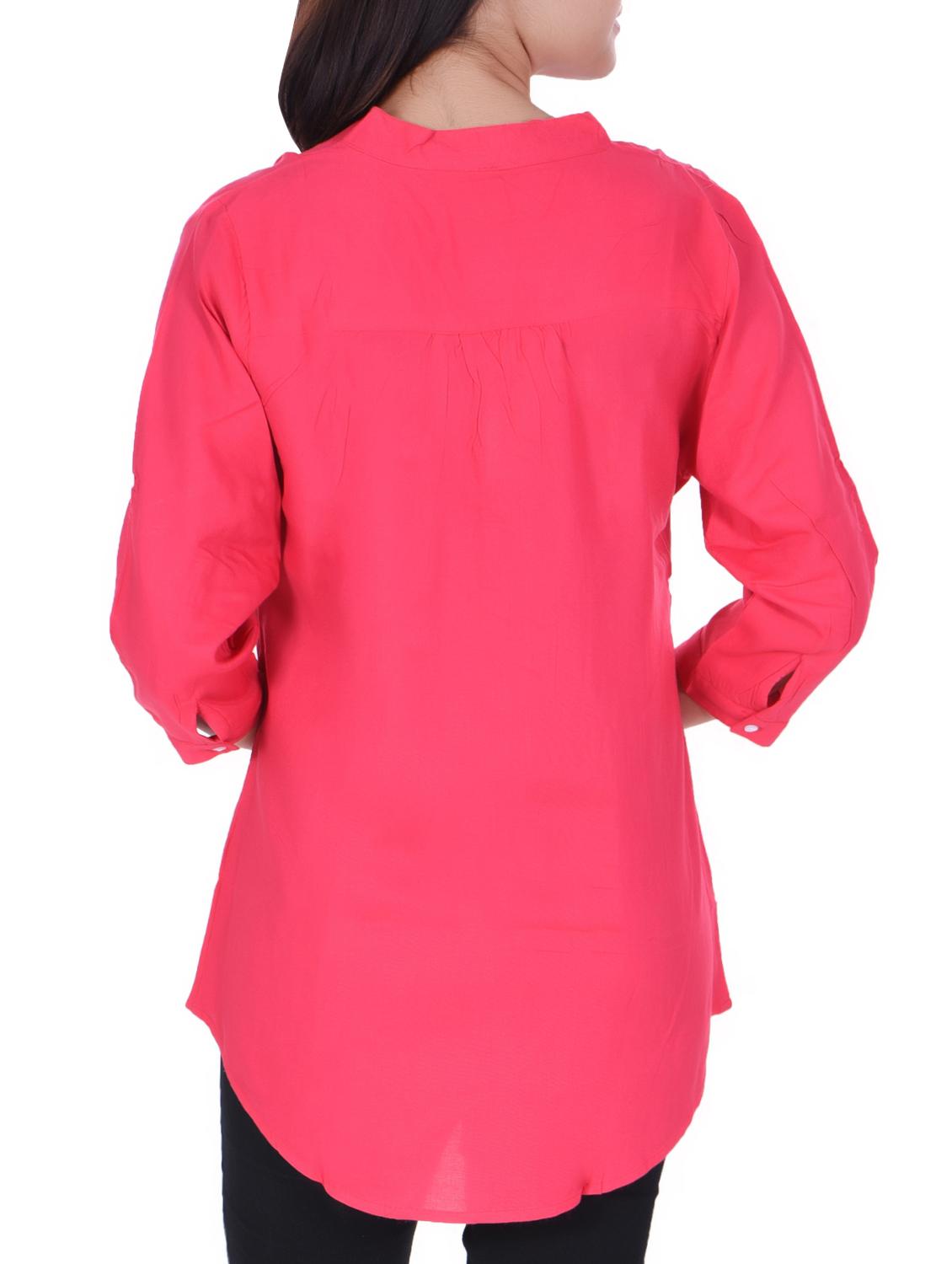 mandarin neck curved hem tunic - 15945332 - Zoom Image - 3
