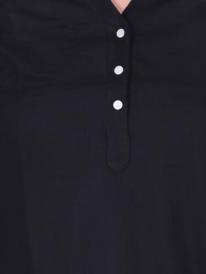 mandarin neck curved hem tunic - 15945333 - Standard Image - 4
