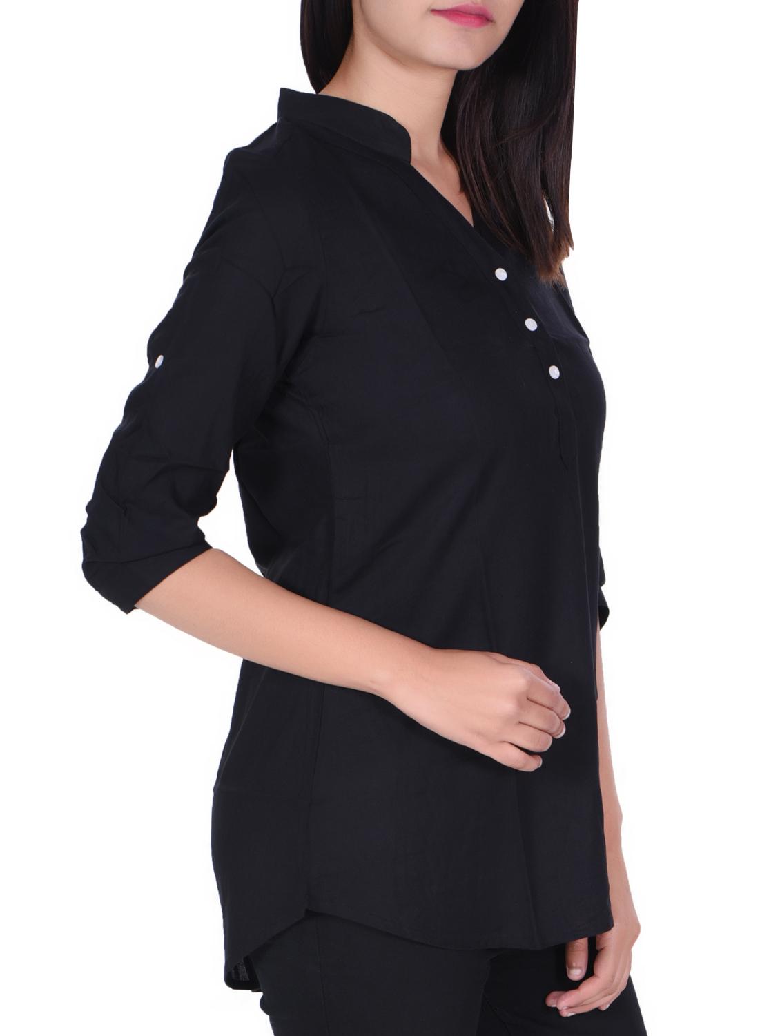 mandarin neck curved hem tunic - 15945333 - Zoom Image - 2