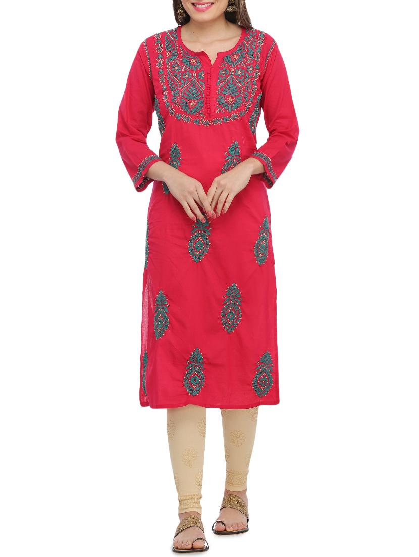 chikankari straight kurta - 15945337 - Zoom Image - 1