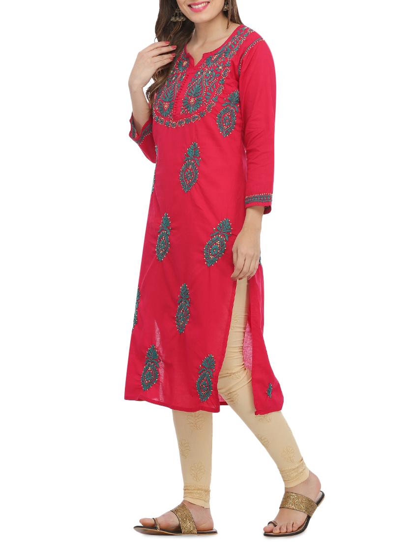 chikankari straight kurta - 15945337 - Zoom Image - 2
