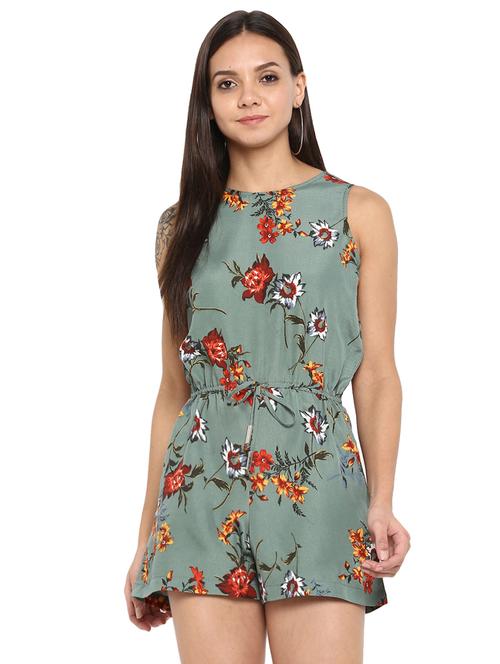 drawstring waist floral romper - 15945356 - Standard Image - 1