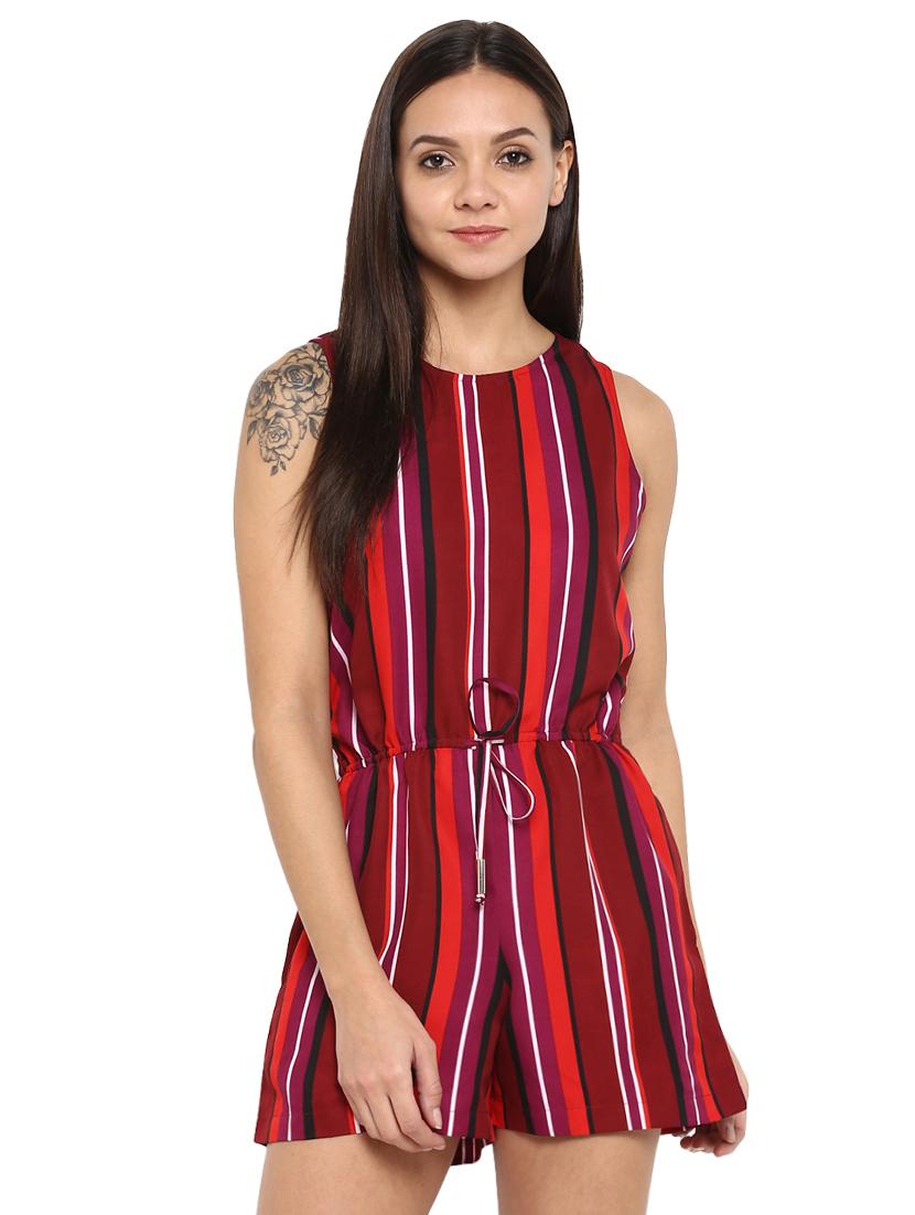 drawstring waist striped romper - 15945357 - Zoom Image - 1