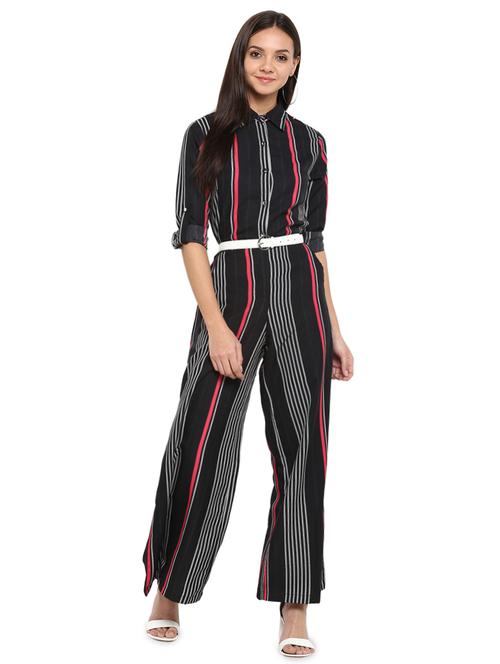roll up sleeved striped jumpsuit - 15945360 - Standard Image - 1