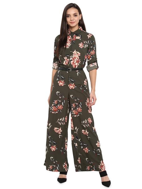 roll up sleeved floral jumpsuit - 15945361 - Standard Image - 1