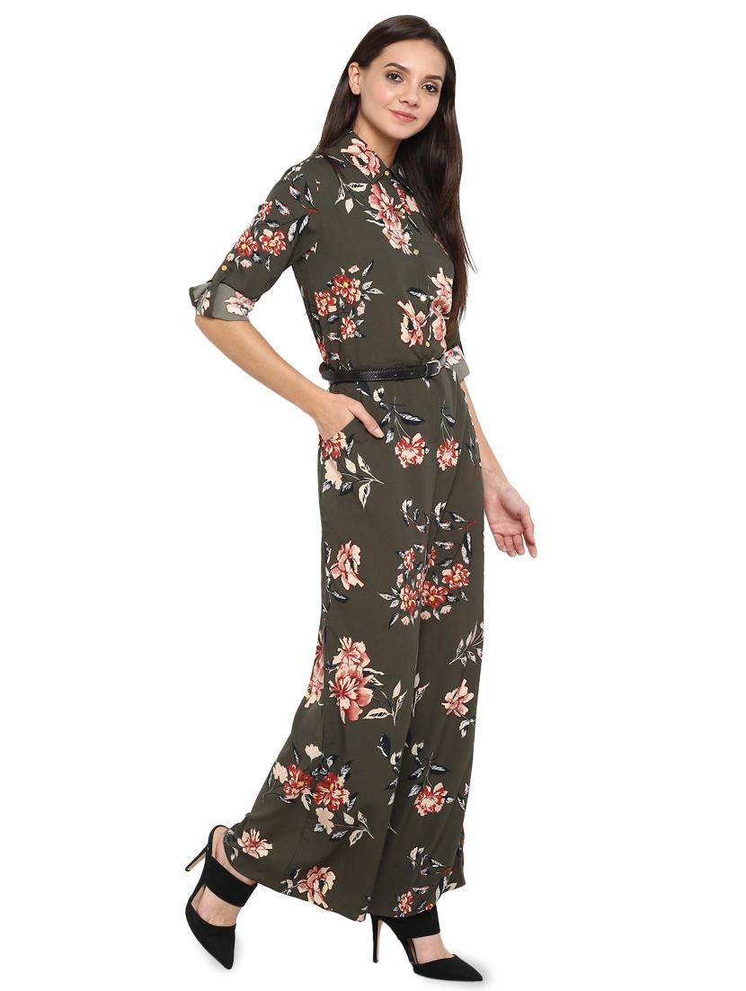 roll up sleeved floral jumpsuit - 15945361 - Zoom Image - 2