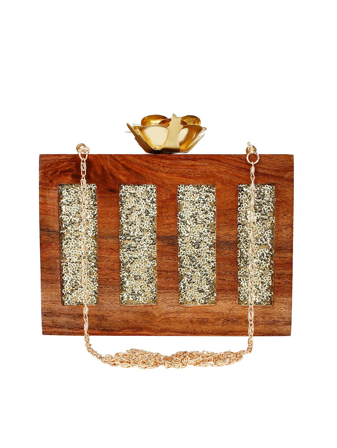 brown wood box clutch - 15945479 - Zoom Image - 1
