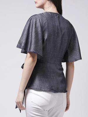 ruffle sleeved wrap top - 15945482 - Standard Image - 3