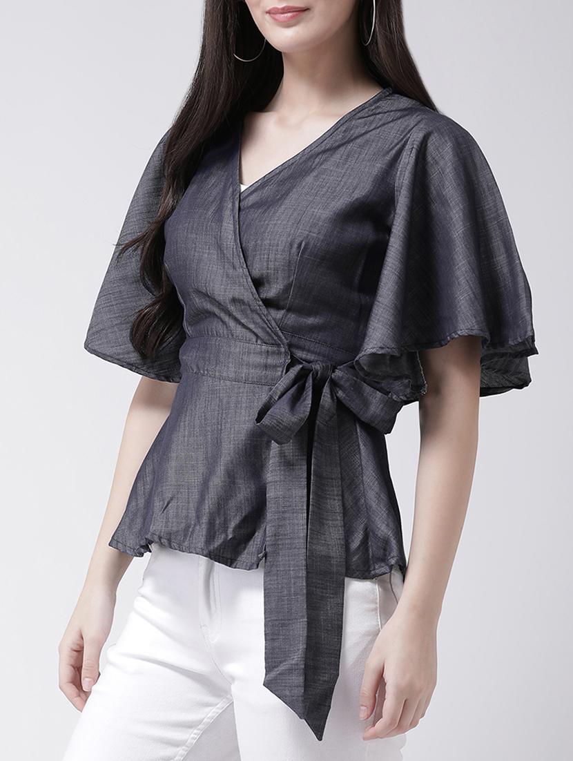 ruffle sleeved wrap top - 15945482 - Zoom Image - 2