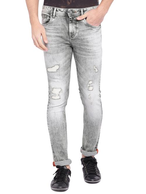 grey cotton ripped jeans - 15945535 - Standard Image - 1