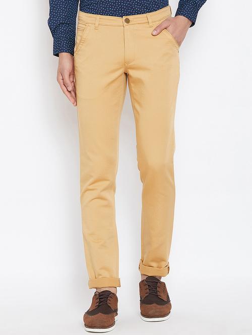 beige cotton blend chinos - 15945631 - Standard Image - 1