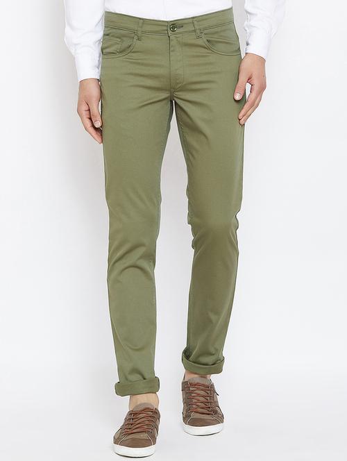 green cotton blend chinos - 15945633 - Standard Image - 1