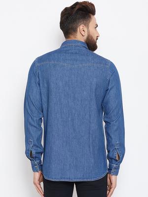 blue denim casual shirt - 15945643 - Standard Image - 3