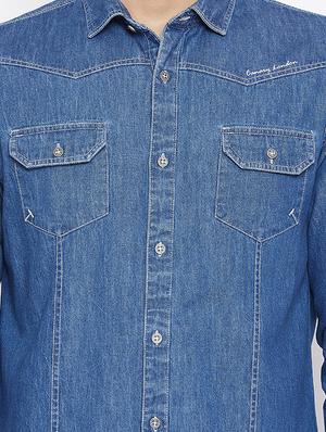 blue denim casual shirt - 15945643 - Standard Image - 5