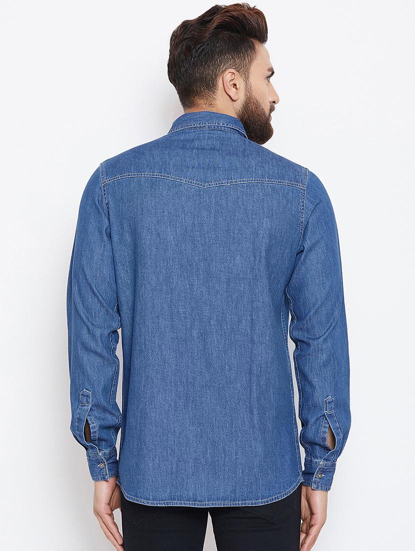 blue denim casual shirt - 15945643 - Zoom Image - 3
