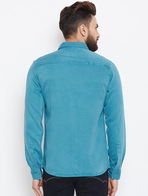 blue solid casual shirt - 15945644 - Standard Image - 3